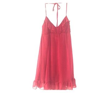 Sun Dress with Ruffle Neckline and Hem